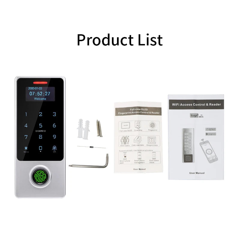 WIFI Support Tuya App Fingerprint Access Controller Keypad Metal Waterproof RFID Card Standalone Door Access Control System