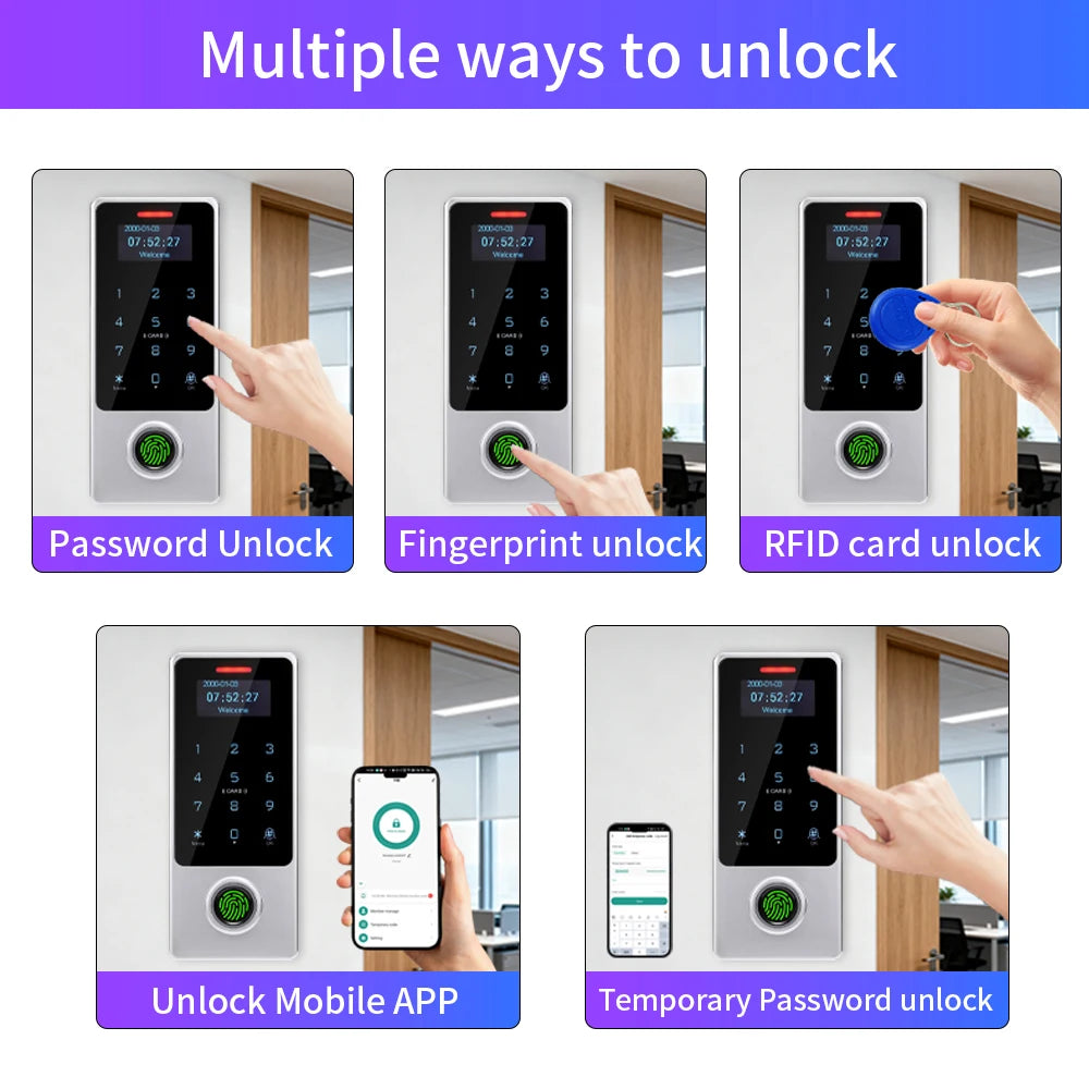 WIFI Support Tuya App Fingerprint Access Controller Keypad Metal Waterproof RFID Card Standalone Door Access Control System