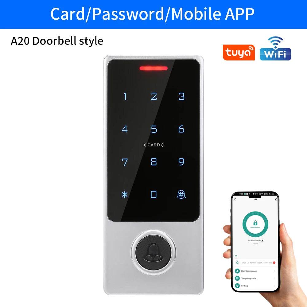 WIFI Support Tuya App Fingerprint Access Controller Keypad Metal Waterproof RFID Card Standalone Door Access Control System