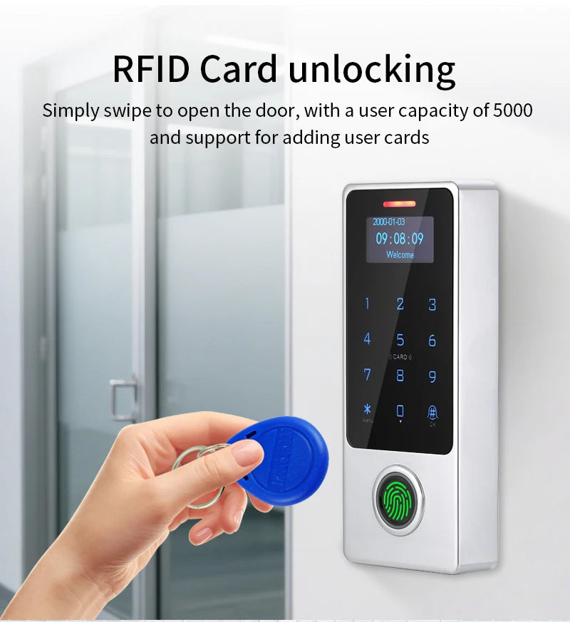 WIFI Support Tuya App Fingerprint Access Controller Keypad Metal Waterproof RFID Card Standalone Door Access Control System