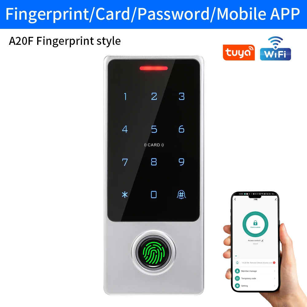 WIFI Support Tuya App Fingerprint Access Controller Keypad Metal Waterproof RFID Card Standalone Door Access Control System