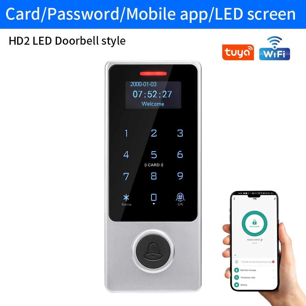 WIFI Support Tuya App Fingerprint Access Controller Keypad Metal Waterproof RFID Card Standalone Door Access Control System