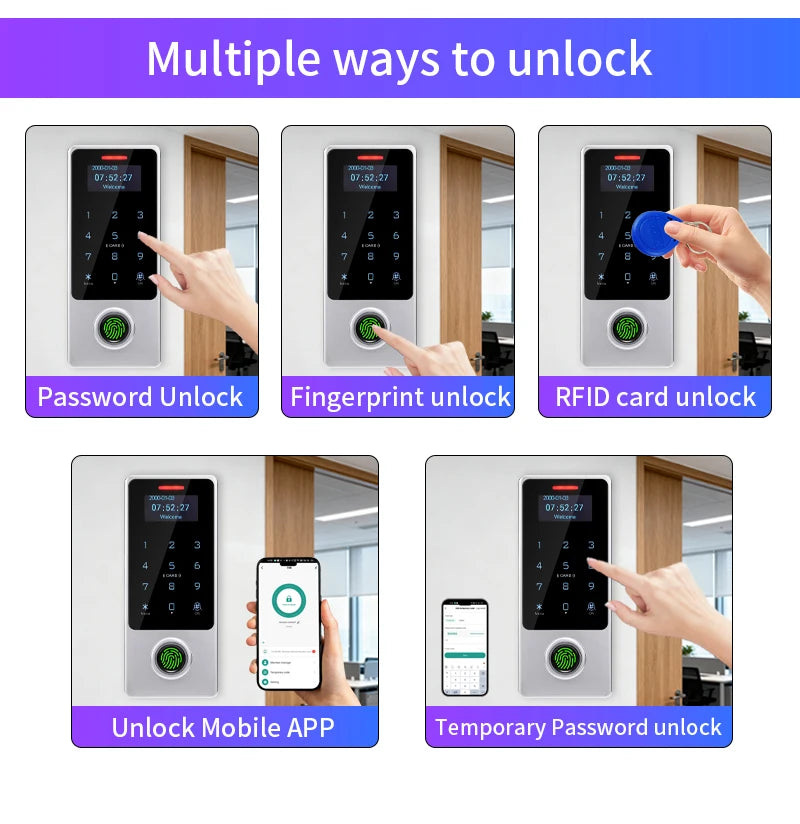 WIFI Support Tuya App Fingerprint Access Controller Keypad Metal Waterproof RFID Card Standalone Door Access Control System